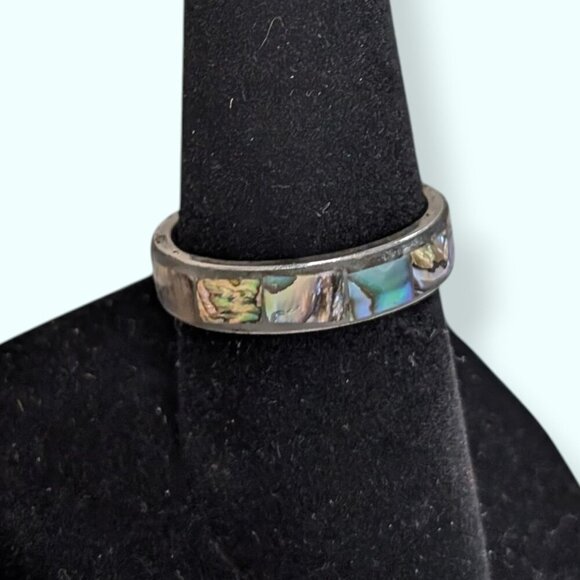 V. Abalone Inlay Band Ring - Picture 3 of 6